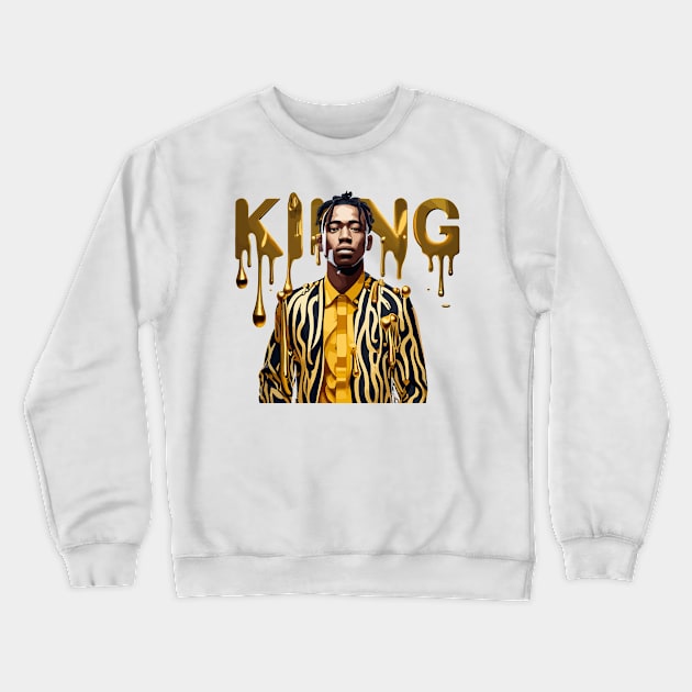 Afrocentric King Drippin' Gold Crewneck Sweatshirt by Graceful Designs